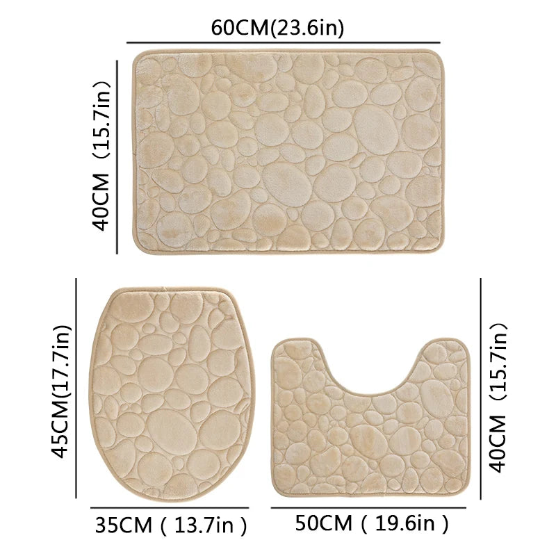 1 Set of Solid Color Simple Bathroom Rug