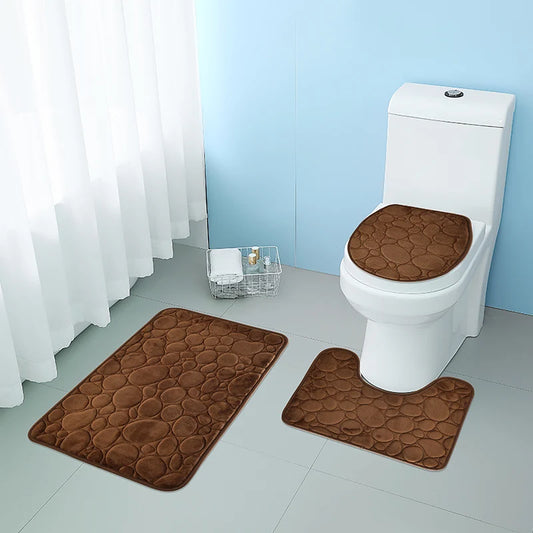 1 Set of Solid Color Simple Bathroom Rug