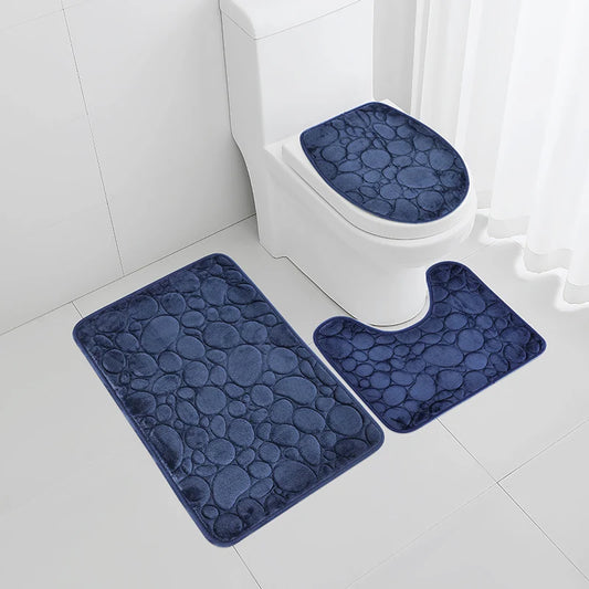 1 Set of Solid Color Simple Bathroom Rug