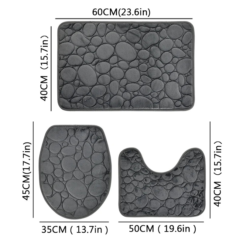 1 Set of Solid Color Simple Bathroom Rug